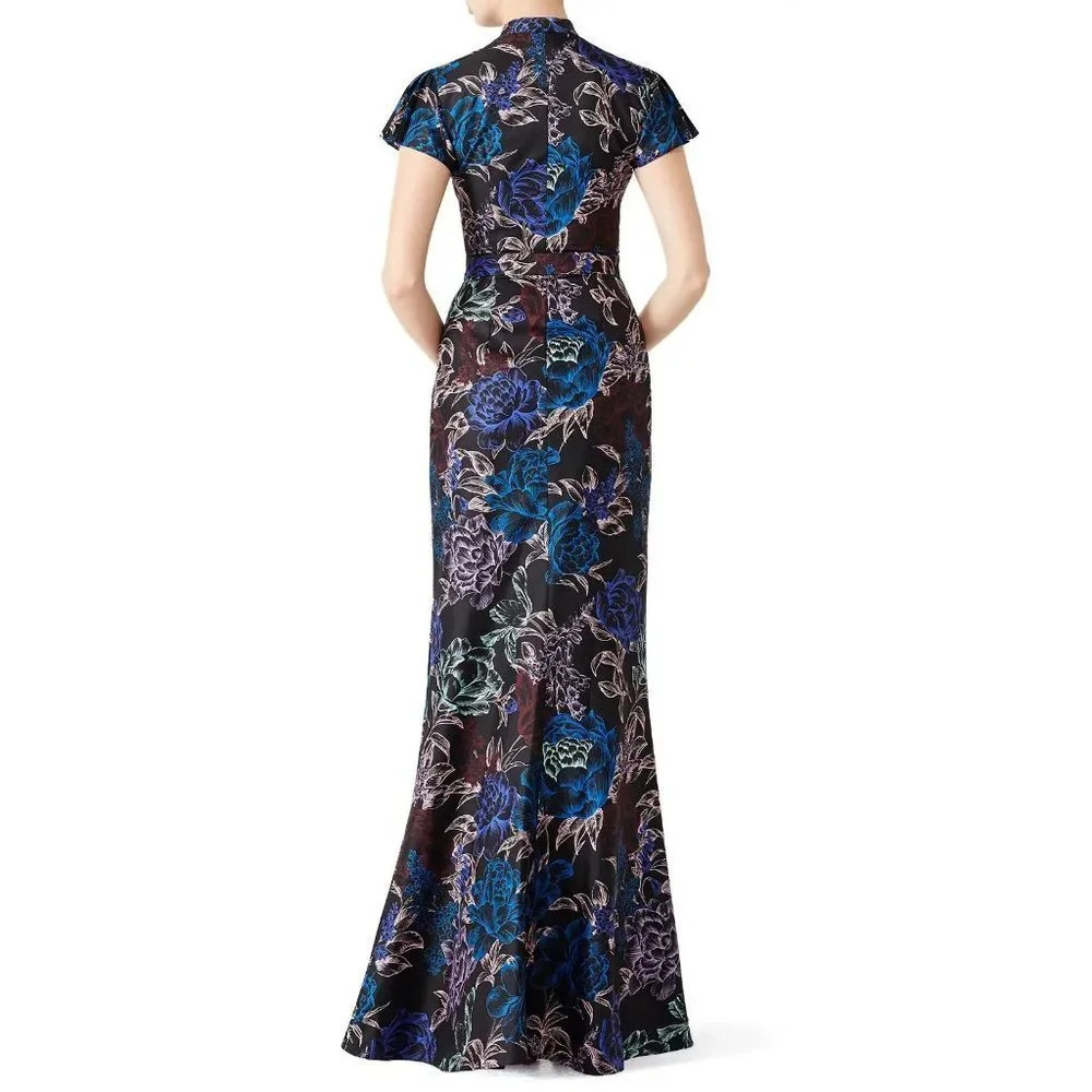 Emanuel Ungaro Black Floral Wisp Chiffon Formal Dress $2280 - Picture 5 of 13